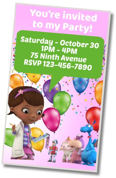 Free personalized birthday invitation Doc McStuffins Birthday Party