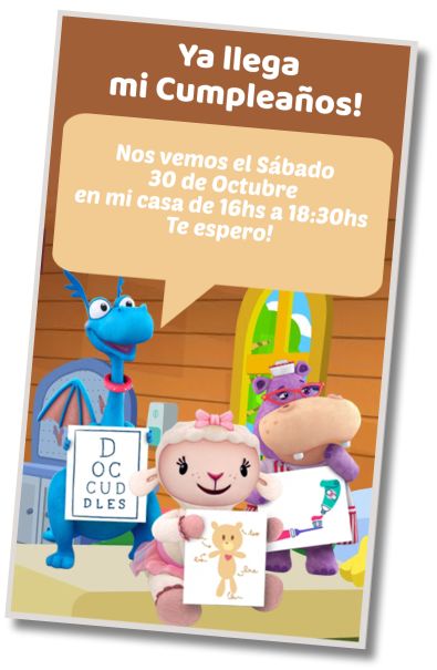 Hacer Invitación Virtual Fiesta de Disfraces Doctora Juguetes