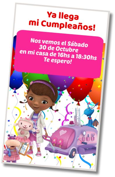 Invitación de cumpleaños personalizada gratis Saludo de Cumpleaños Doc McStuffins