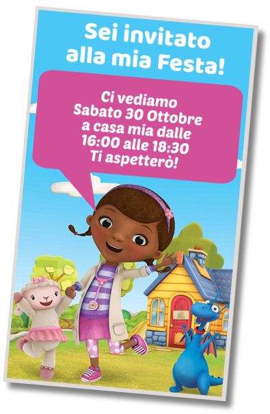 Invito di compleanno personalizzato gratuito Compleanno a Tema Dottoressa Peluche