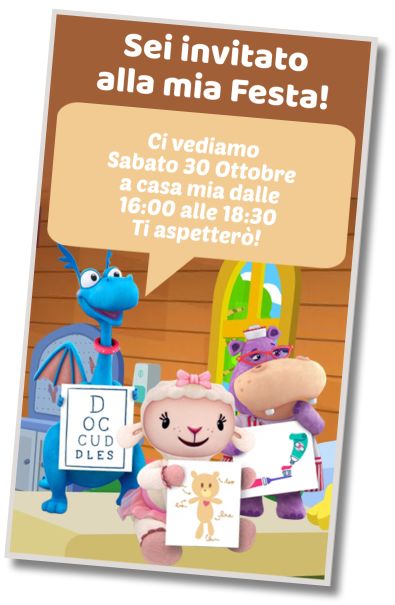 Invito Compleanno Festa in Costume di Dottoressa Peluche