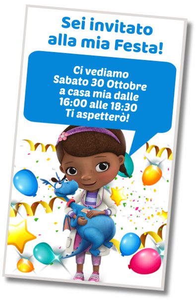 Invito di compleanno personalizzato gratuito Festa del Gelato di Dottoressa Peluche