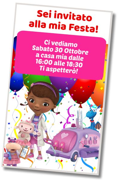 Invito di compleanno personalizzato gratuito Auguri di Buon Compleanno Doc McStuffins