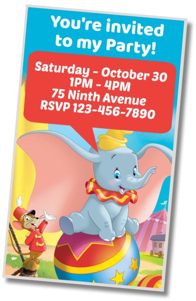 Free personalized birthday invitation Dumbo Themed Birthday