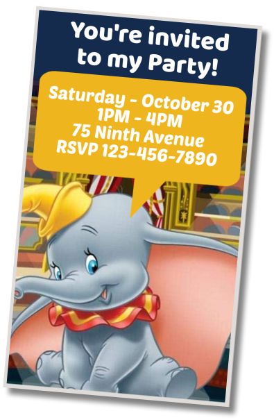Free personalized birthday invitation Dumbo Birthday