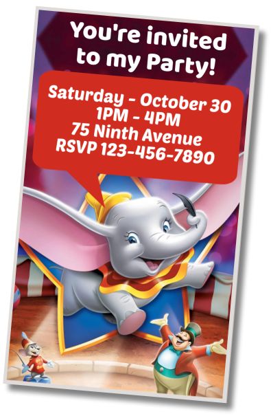 Free personalized birthday invitation Dumbo Sleepover Party
