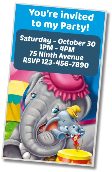 Free personalized birthday invitation Dumbo Surprise Party