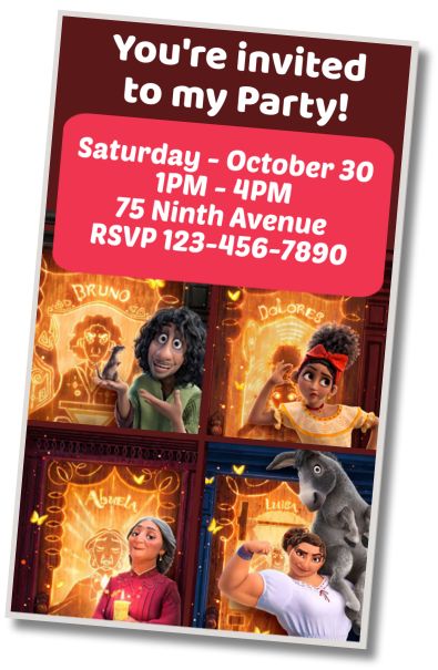 Free personalized birthday invitation Encanto Costume Party