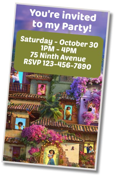 Free personalized birthday invitation Encanto Slumber Party
