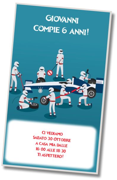 Invito di compleanno personalizzato gratuito Biglietto d'auguri Formula1