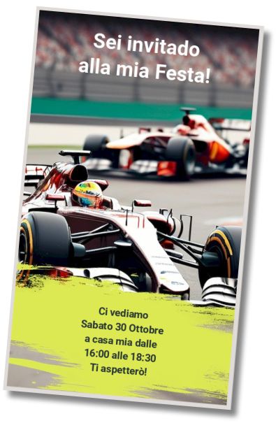 Invito di compleanno personalizzato gratuito Invito Virtuale a Tema F1