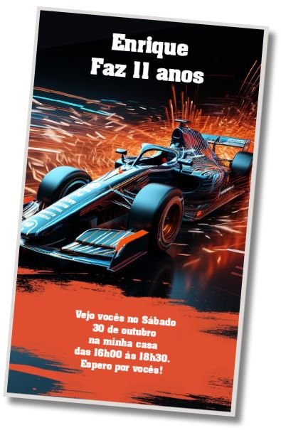 Convite de aniversário personalizado grátis Convite de Aniversário Fórmula 1 F1