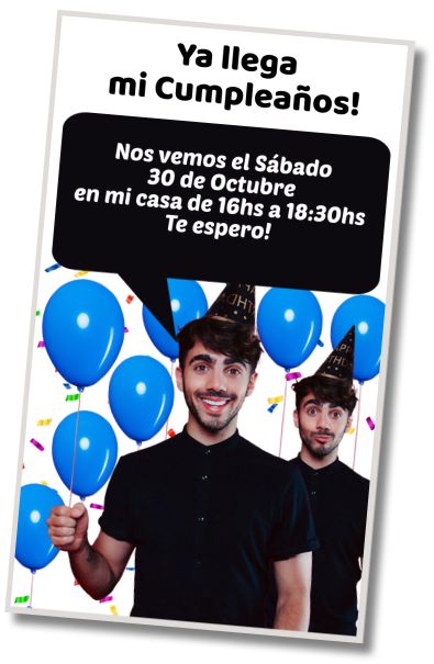 Invitación de cumpleaños personalizada gratis Cumpleaños Sorpresa Fede Vigevani