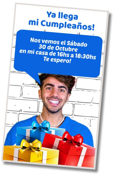 Invitación de cumpleaños personalizada gratis Fiesta de Cumpleaños Fede Vigevani