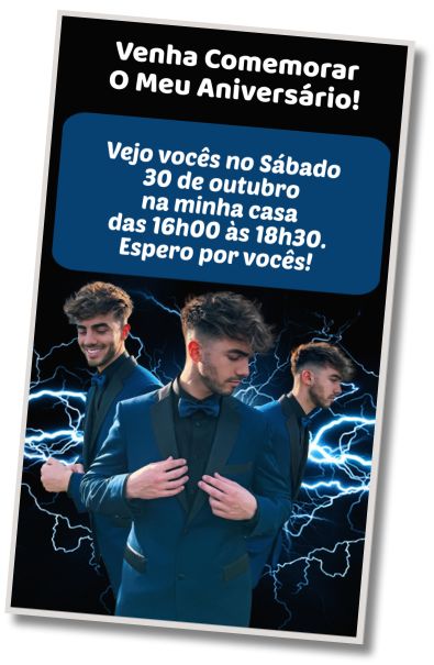 Convite de aniversário personalizado grátis Festa à fantasia de Fede Vigevani