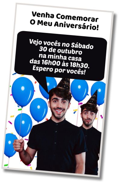 Convite de aniversário personalizado grátis Aniversário Surpresa Fede Vigevani