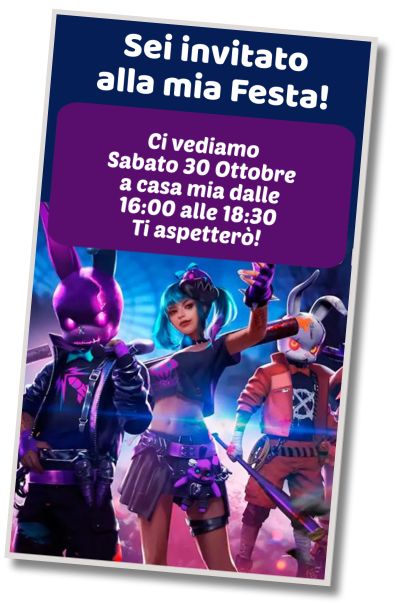 Invito Compleanno Festa a tema Free Fire