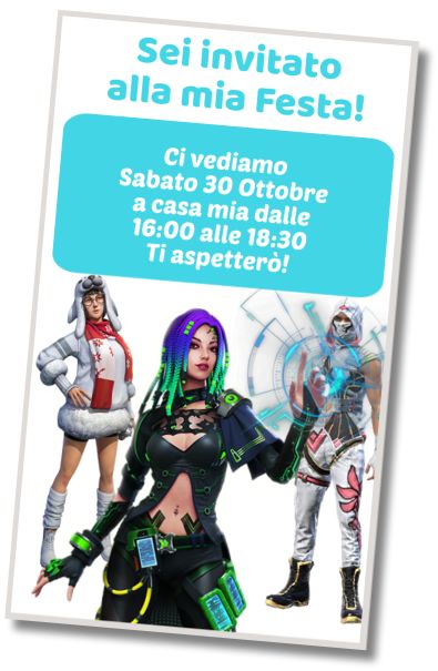 Invito Compleanno Festa con videogiochi Free Fire