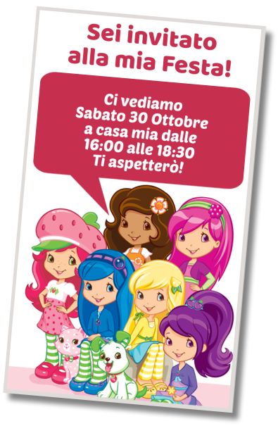 Invito di compleanno personalizzato gratuito Compleanno a Tema Fragolina Dolcecuore