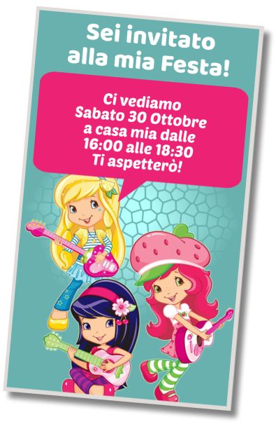 Invito di compleanno personalizzato gratuito Festa in Costume da Fragolina Dolcecuore