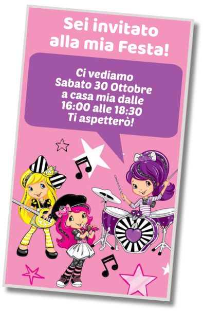 Invito di compleanno personalizzato gratuito Feste Musicali Fragolina Dolcecuore