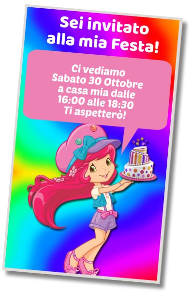 Invito di compleanno personalizzato gratuito Festa a Sorpresa Fragolina Dolcecuore