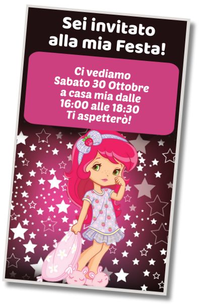 Invito di compleanno personalizzato gratuito Festa di Pigiama Party Fragolina Dolcecuore
