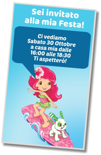 Invito di compleanno personalizzato gratuito Festa in Piscina Strawberry Shortcake