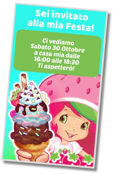 Invito di compleanno personalizzato gratuito Festa del Gelato Fragolina Dolcecuore