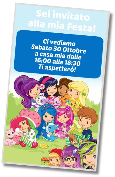 Invito di compleanno personalizzato gratuito Tanti Auguri Fragolina Dolcecuore