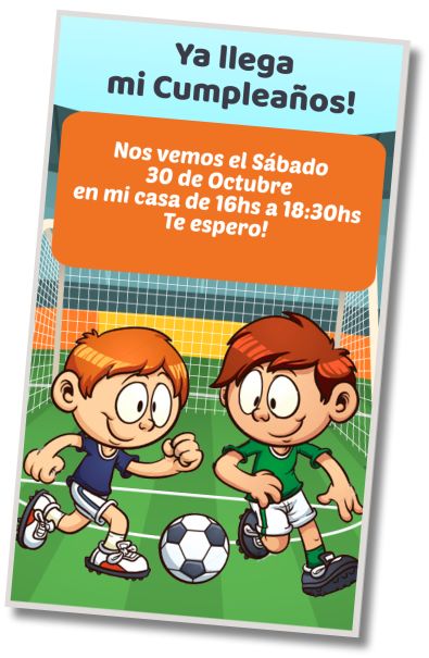 Invitación de cumpleaños personalizada gratis Cumpleaños Partido de Fútbol