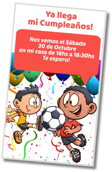 Invitación de cumpleaños personalizada gratis Fiesta de Disfraces Fútbol