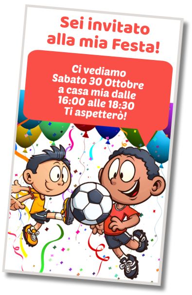 Invito di compleanno personalizzato gratis Festa in Costume da Calcio