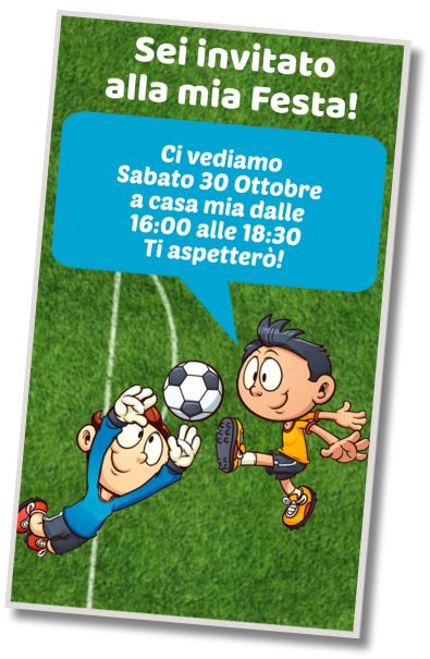 Invito di compleanno personalizzato gratis Festa del Videogioco di Calcio