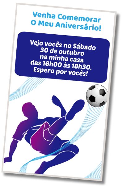 Convite de aniversário personalizado grátis Aniversário Futebol