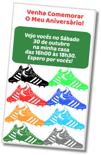 Convite de aniversário personalizado grátis Aniversário Surpresa Futebol