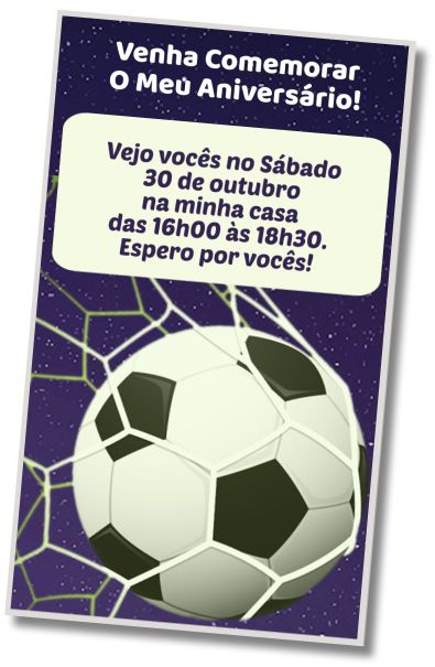 Convite de aniversário personalizado grátis Saudação de Aniversário Futebol