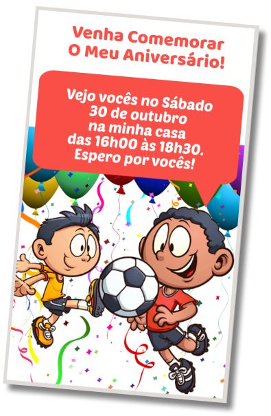 Convite de aniversário personalizado grátis Festa à fantasia do Futebol