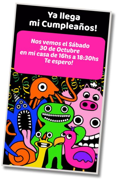 Hacer Invitación Virtual Fiesta Pijamada Garten of Banban