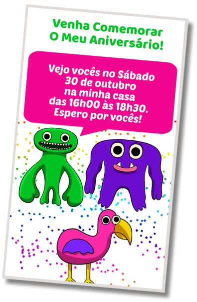 Convite de aniversário personalizado gratuito Festa do Garten of Banban