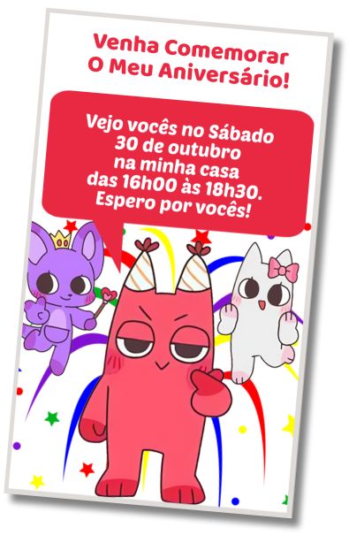 Convite de aniversário personalizado gratuito Saudação de Aniversário Garten of Banban