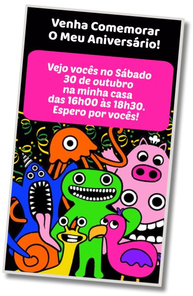 Convite de aniversário personalizado gratuito Festa do Pijama no Garten of Banban