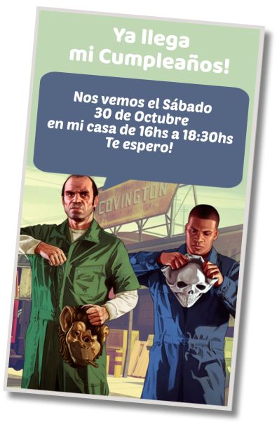 Hacer Invitación Virtual Fiesta de Disfraces Grand Theft Auto