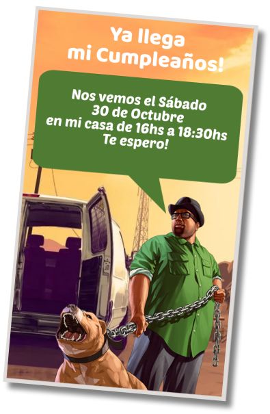 Hacer Invitación Virtual Fiesta de Video Juegos GTA