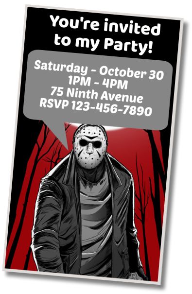 Free personalized birthday invitation Jason Voorhees Birthday