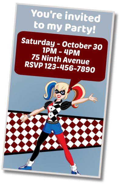 Make Virtual Invitation Harley Quinn Theme Party