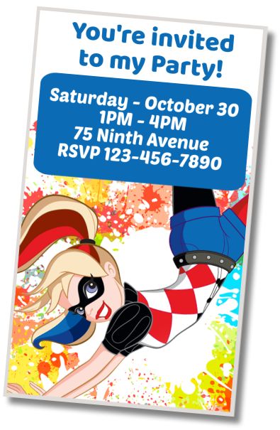Make Virtual Invitation Harley Quinn Sports Party