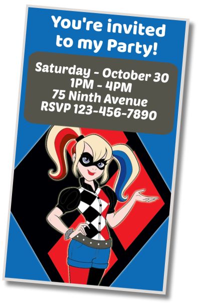 Make Virtual Invitation Harley Quinn Theme Birthday!