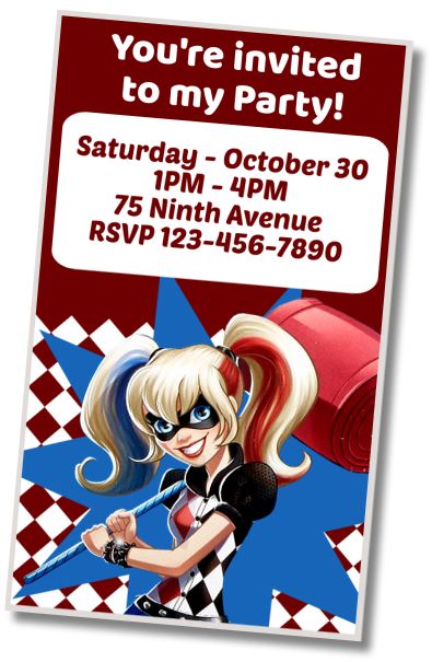 Make Virtual Invitation Harley Quinn Birthday Party
