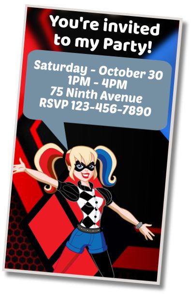 Make Virtual Invitation Harley Quinn Sleepover Party